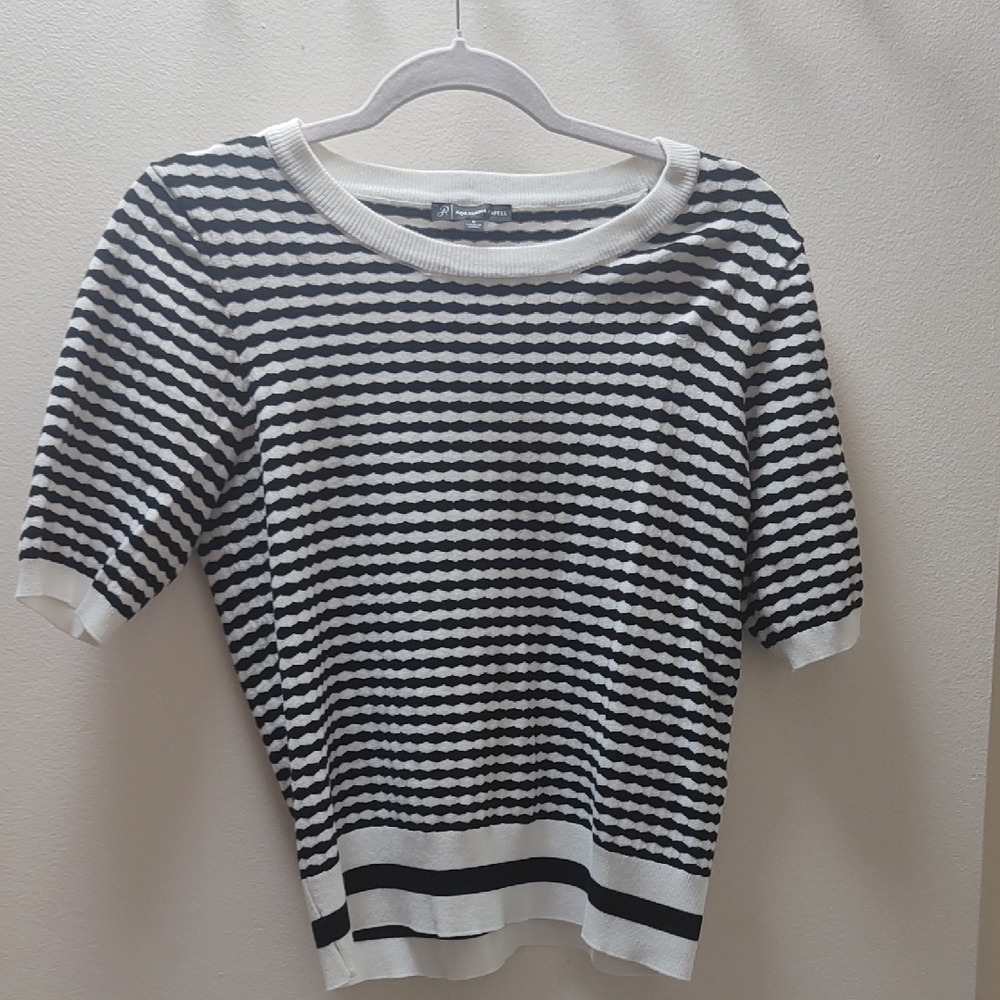 Black and White Striped Women's Top